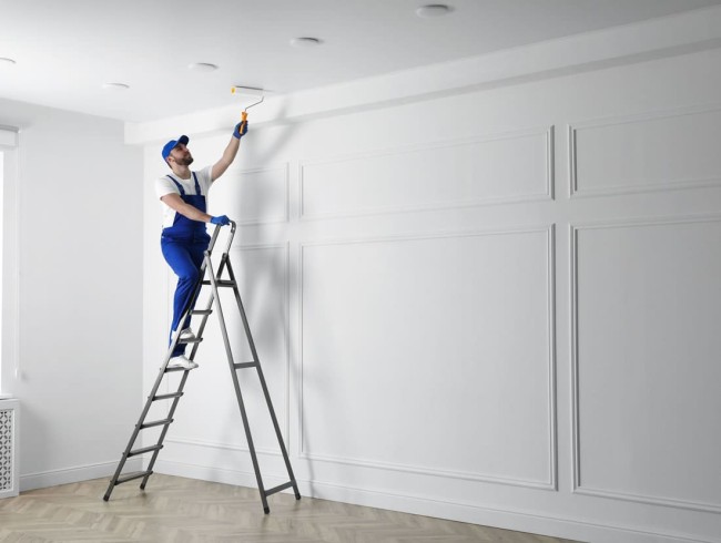 Malerarbeiten, Ausbesserung von Flecken an Mauerwerk und Innenwänden © Shutterstock